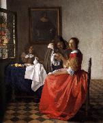 VERMEER VAN DELFT, Jan A Lady and Two Gentlemen t oil on canvas